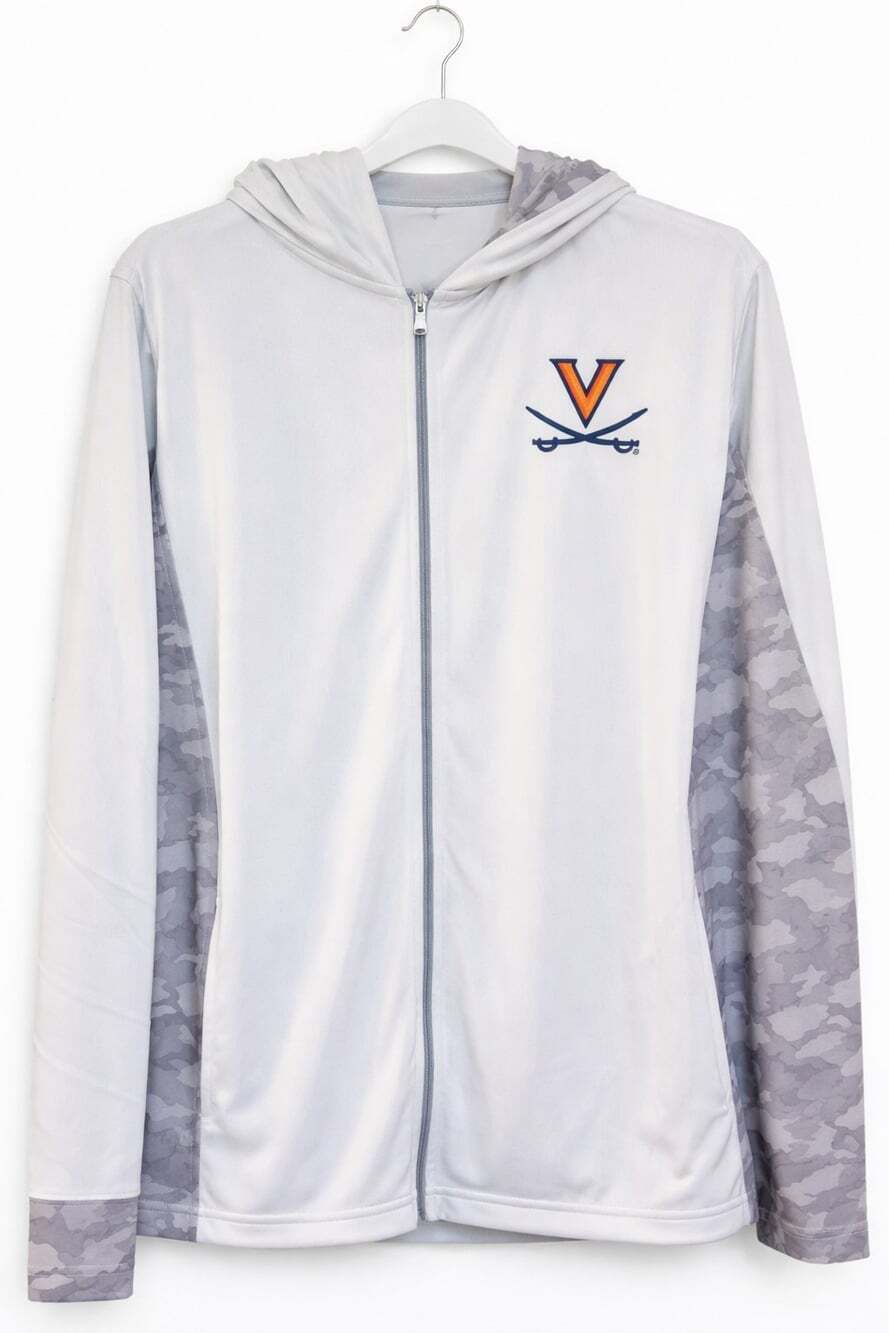NWT Vansport Women's University of Virginia Zip Up Hoodie Gray Camo 2X New D25